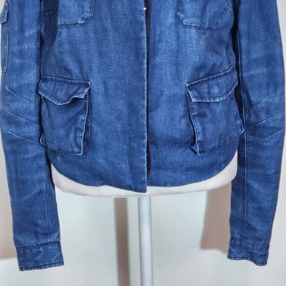 Day Birger et Mikkelsen Blue Chambray Distressed Linen Jacket Size Small 36 - Picture 4 of 11